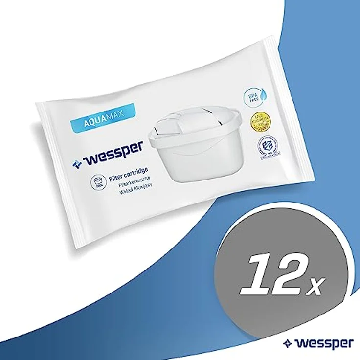 Wessper Classic Wasserfilter 12er Pack, BPA Frei , Passend Für Britta Wasserfilter Kartuschen Maxtra Plus, 4-stufiges Filtersystem – Bild 2