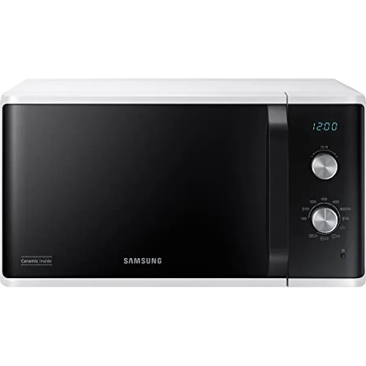 Samsung MG23K3614AW/ET Mikrowellenherd, freistehend, Dual Dial MG23K3614AW/ET, Crunch-Kochen, AutoDefrost, Mikrowelle + Grill 800 W + 1100 W, 23 l, 49 l x 27,5 h x 39 cm, weiß
