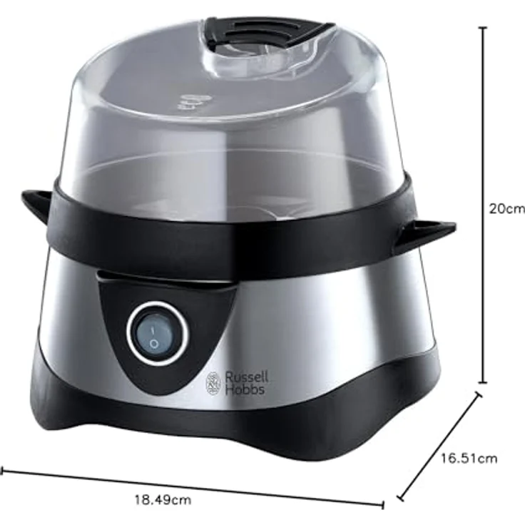 Russell Hobbs Eierkocher, 1 bis 7 gekochte oder 3 gedämpfte Eier (inkl. Dampfgarer-Einsatz), automatische Abschaltung, Signalton, BPA-frei, inkl. Messbecher, CookHome 14048-56 – Bild 4