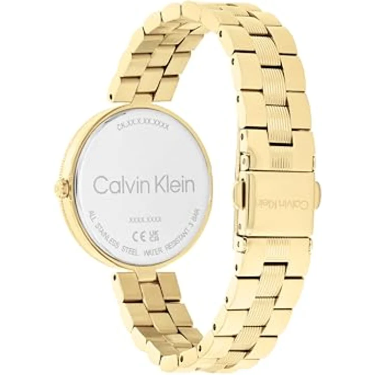 Calvin Klein Analog Quarzuhr für Damen Kollektion GLEAM mit Edelstahlarmbänder, Gold, 2-Zeiger-Quarzuhrwerk, minimalistisches Gold Sonnenschliff-Zifferblatt, 316L-Edelstahl-Armband – Bild 3