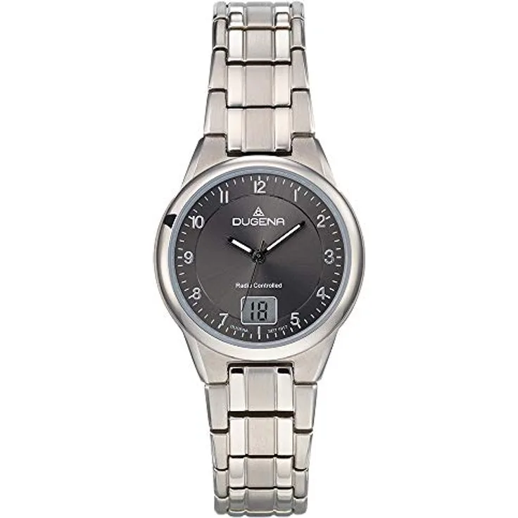 Dugena Damen-Armbanduhr 4460836 Gent Funk, Titan, schwarzes Zifferblatt, Saphirglas, 5 bar