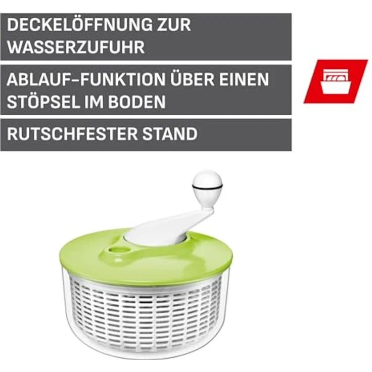 Silit Salatschleuder, Kunststoff, spülmaschinengeeignet, Durchmesser 25 cm, grün – Bild 3