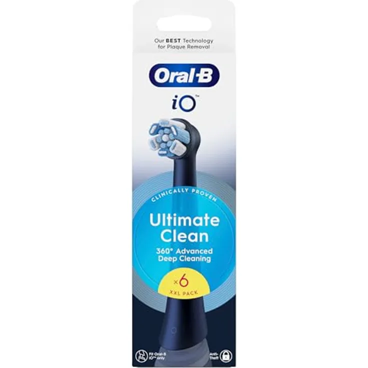 Oral-B Ultimate Clean Original, Ersatzbürsten Set mit 6 Tiefenbürsten zur Zahnbelag Entfernung, schwarz, für Oral-B iO elektrische Zahnbürsten