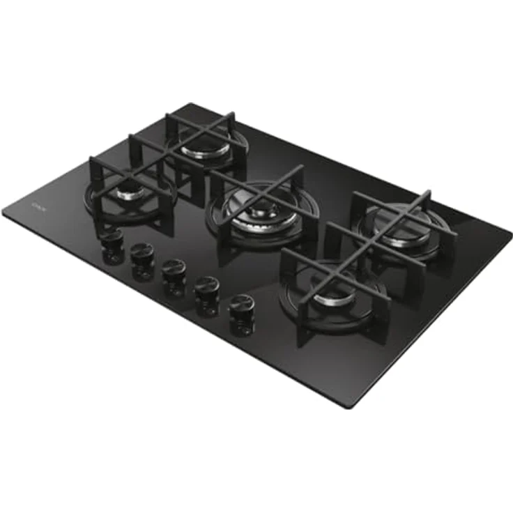 Candy Moderna Gas On Glass Gaskochfeld mit 5 Brennern, gehärtetes Glas, doppelter Kronenbrenner, spülmaschinenfeste Grillroste, Schwarz - CVG74WTB – Bild 3