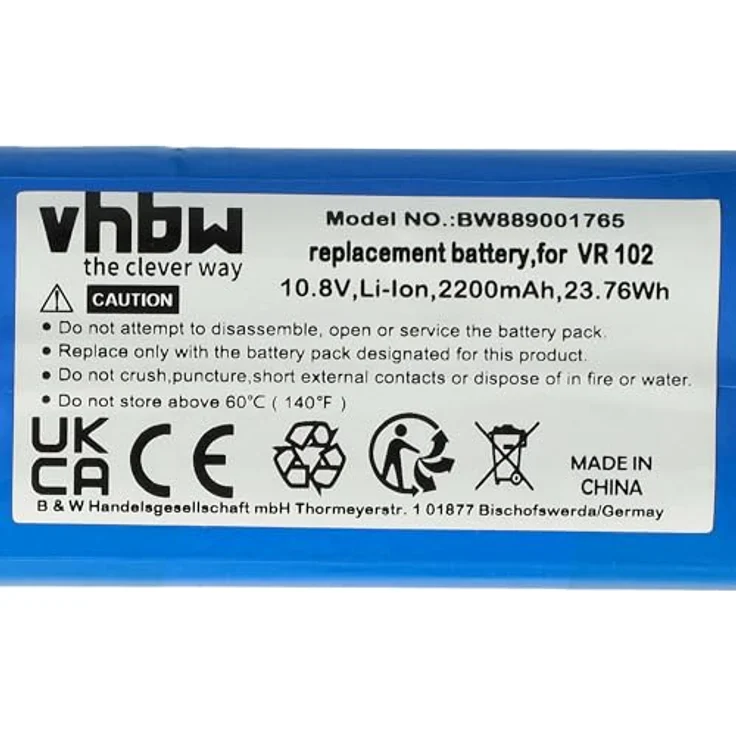 vhbw Akku kompatibel mit Vileda VR 102, VR ONE Home Cleaner Heimroboter (2200 mAh, 10,8 V, Li-Ion) - Leistungsfähiger Austausch-Akku, wiederaufladbar – Bild 5