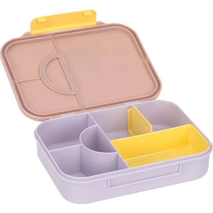 LÄSSIG Bento Lunchbox Pattern Party, Rosa - Kinder Brotdose mit flexiblem Behälter, Dips-/Joghurtfach, bruchfest und spülmaschinengeeignet, 1 l – Bild 2