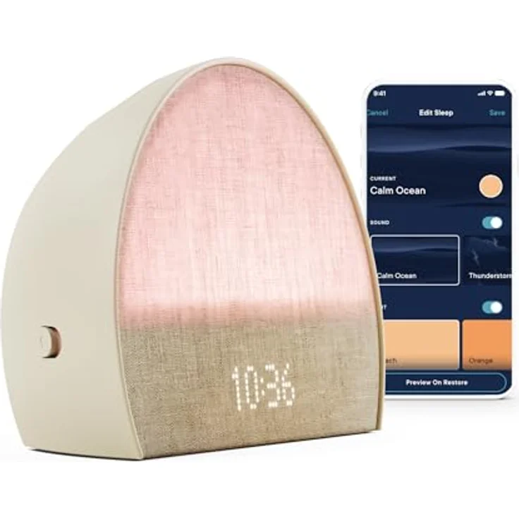 Hatch Restore 2 | Sonnenaufgangswecker | Soundmaschine | Nachttisch-Traummaschine | intelligentes Licht | weißes Rauschen | benutzerdefinierte Schlafroutinen | dimmbare Uhr | Tiefschlaf | sanfter – Bild 1