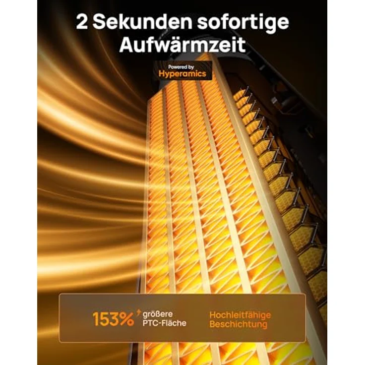 Dreo Heizlüfter 2000W, Elektrische Heizung mit Fernbedienung, 25 dB, 120° Oszillation, Energiesparendes ECO-Modus, Thermostat, Überhitzungs- & Kippschutz – Bild 8