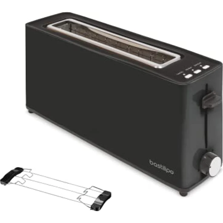 Firefox AN900 Toaster, Schwarz, langer Schlitz für 2 Scheiben, 900 W, Auftaufunktion, Krümelschublade – Bild 1
