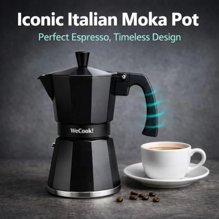Wecook Luccia Espressokocher, Induktion, mehrere Tassen 6 tazas Schwarz – Bild 4