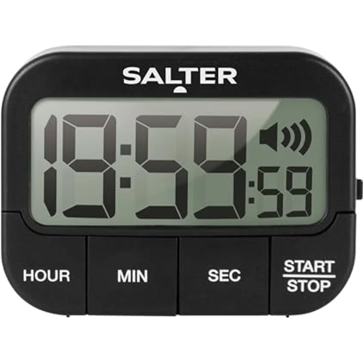 SALTER extralauter Küchentimer aus Kunststoff, Küchenuhr, Vorwärtszählen und Countdown Funktion, großes LCD Display, 3 einstellbare Töne-Lautstärken, Timer – Bild 2
