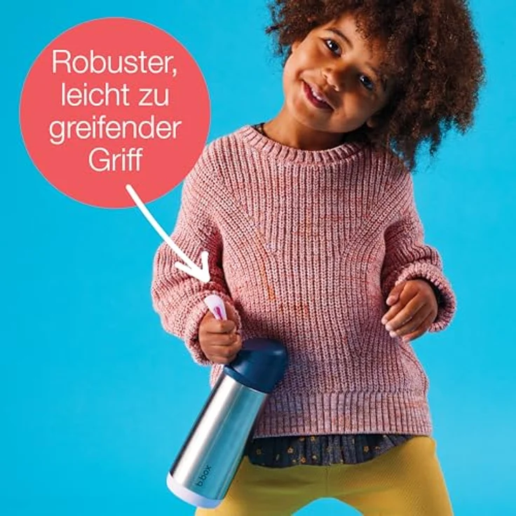 b.box Isolierte Schnabel Wasser Trinkflasche für Kinder, 500 ml, hält Getränke bis zu 15h kalt und 8h warm, auslaufsicher, einfacher Druckknopf – Bild 4