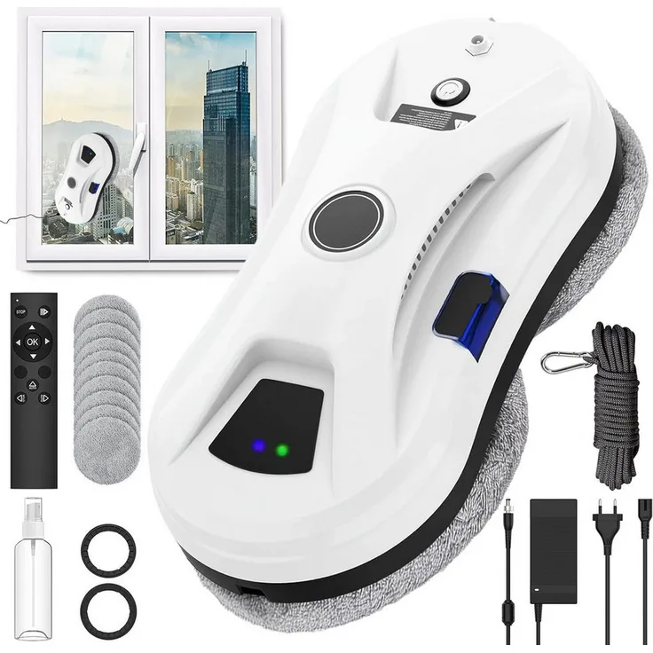 AKKEE Fensterputzroboter 5600Pa, Elektrischer Fensterputzer mit Automatischem Wassersprühsystem und MEMS-Erkennungssystem