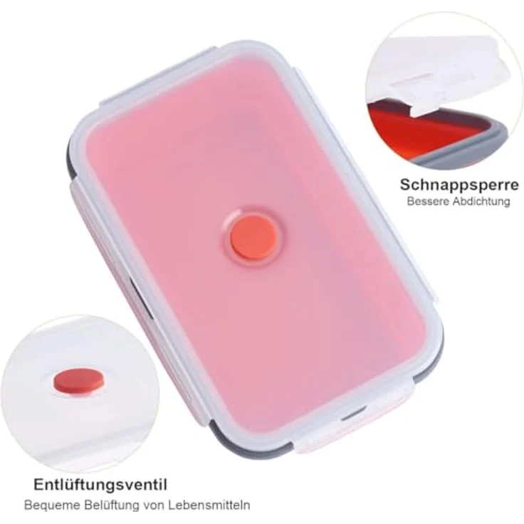 König Design Faltbare Frischhalteboxen 4 Stück - Auslaufsicher, zusammenklappbar, BPA-frei (Rot) – Bild 3