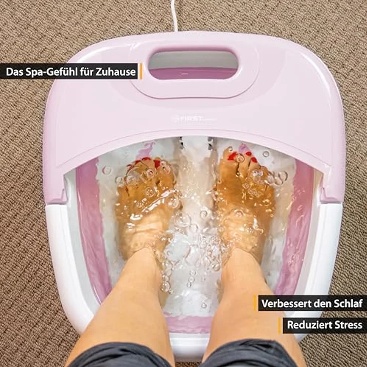 TZS First Austria Klappbares Fußsprudelbad mit Heizung | Pink | Vibration & Sprudelfunktion | Fuß-Massage-Gerät | Fußbadewanne | max. 45°C | Pediküre – Bild 3
