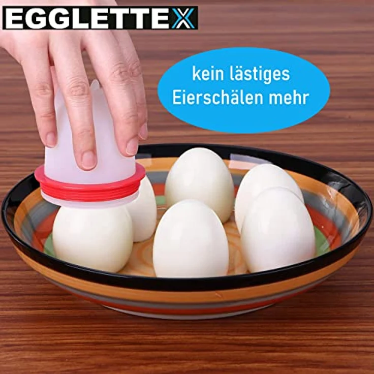 MAVURA EGGLETTEX Eierkocher ohne Schale [6er Set], Silikon Egglettes in Weiß/Rot, Anti-Haft Beschichtung, lebensmittelechtes Material – Bild 3