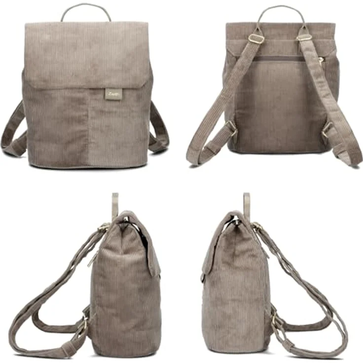 Zwei Mademoiselle.M City Rucksack, 29 cm, braun, 100% Polyurethan, 24 cm x 13 cm – Bild 3