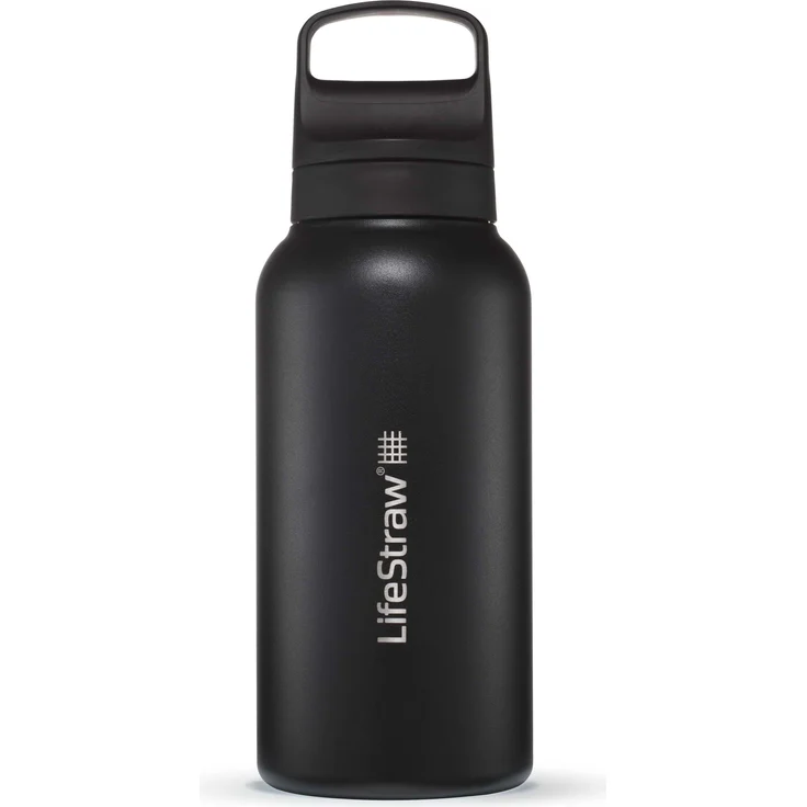 LifeStraw Wasserfilterflasche Go 2.0 schwarz Edelstahl isoliert 1 Liter-Schwarz - BPA-frei, 2-Stufen-Filter, 1 Liter Fassungsvermögen – Bild 1