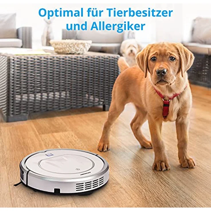MEDION MD 19100 Saugroboter mit Max-Modus (Modell 2020, 90 Min. Laufzeit, Rückkehr zur Ladestation, Direktabsaugung, Hindernis- und Treppenerkennung, Tierhaar und Allergiker optimiert) – Bild 6