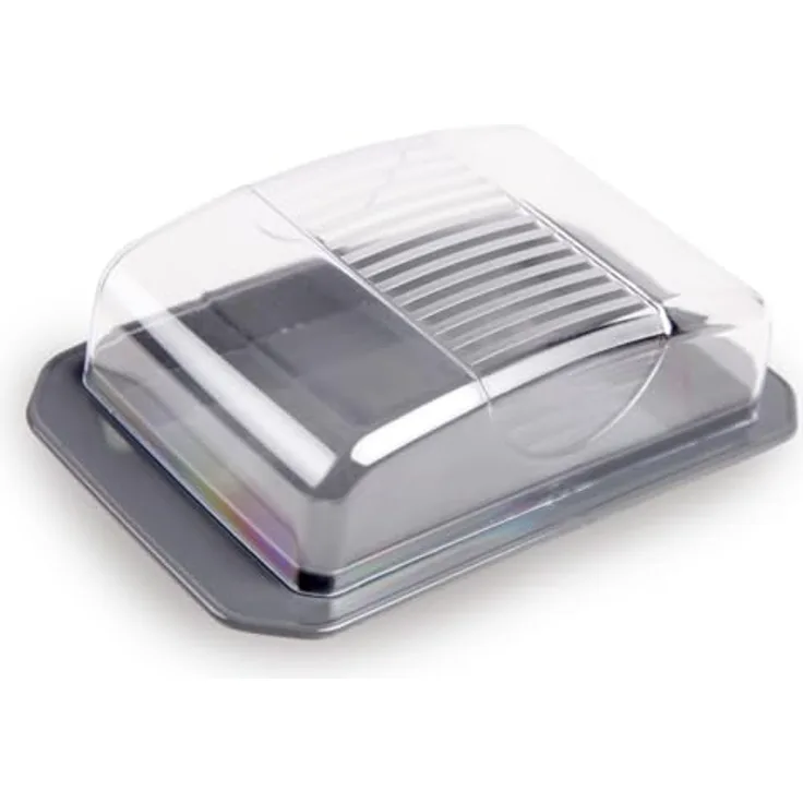 Pro Home Dekorative Butterdose - Transparent mit Deckel - Butterbox, spülmaschinenfest - BPA Frei Kunststoff - Butterschale für 250g Butter - Anthrazit