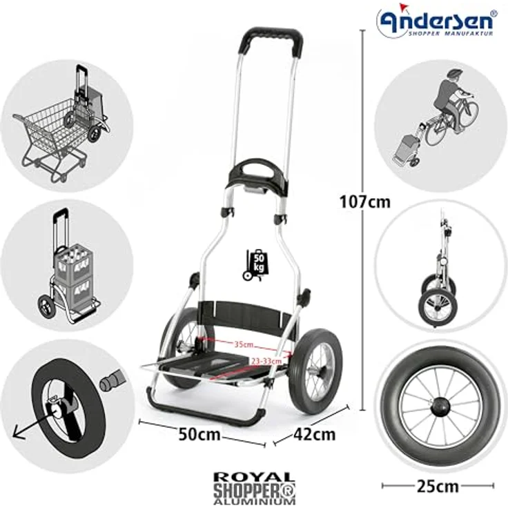 ANDERSEN Einkaufstrolley Royal Shopper Famke rot 47 L modisch, Thermo, Aluminium, klappbar, leichtgängig - Preisvergleich – Bild 2