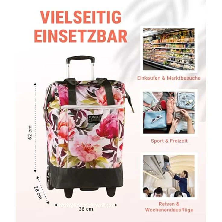 Punta Big Wheel Einkaufstrolley, 62 cm, orange, 100% Polyester, mit großen Rädern – Bild 4