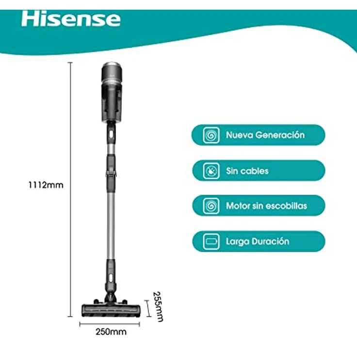 Hisense HVC6464A Kabelloser Besensauger, 25,2 V, Laufzeit bis zu 60 Minuten, LED-Anzeige, Zubehör zum Saugen und Schrubben von Böden mit Mop-Bürste – Bild 2