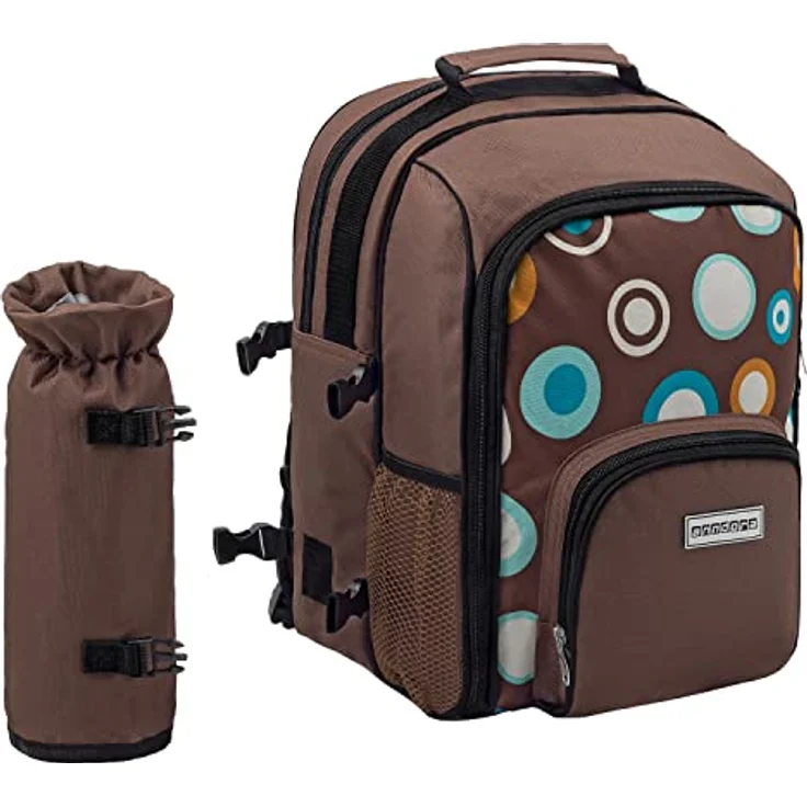 Ohne Picknickdecke Braun  anndora Picknickrucksack Rucksack braun retro und Zubehör 15 teilig  2 Personen – Bild 7