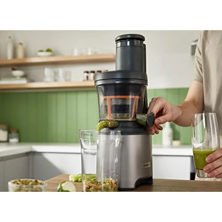 Kenwood JMP85.000SI PureJuice XL Slow Juicer, Entsafter, 270 Watt, XXL-Einfüllöffnung, Selbstreinigung, 1,3 Liter, silber – Bild 6