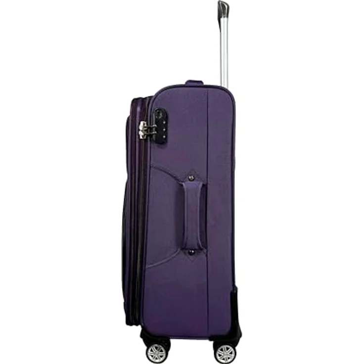 MY TRAVEL BAG Stoff Reisekoffer Trolley mit Zwillingsrollen, erweiterbar, lila, Großer Koffer (75cm) – Bild 4