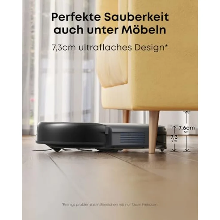 eufy C10 Saugroboter mit Automatischer Absaugstation, 7,3 cm Ultraflaches Design, 4000 Pa Saugkraft, Teppichreinigung, Ausfahrbare Seitenbürste, Punktlaser- & Infrarot-Navigation – Bild 5