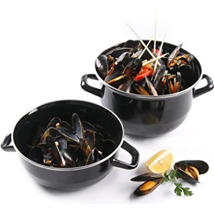 Hendi 625002 liert Muscheltopf mit Deckel, 2.3 L, stahl, schwarz – Bild 3