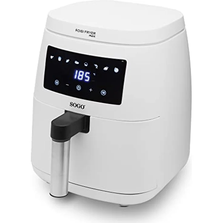 SOGO Heißluftfritteuse, Frittieren ohne Öl, 4,5 l, 1500 W, digitale Steuerung mit Timer und Temperaturregelung, Edelstahlzange, mehrsprachiges Rezeptbuch – Bild 3