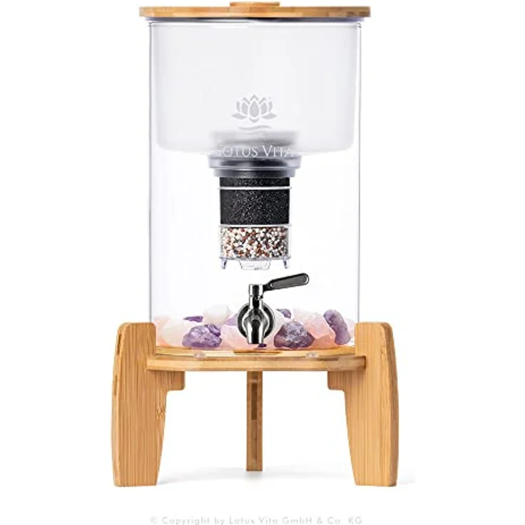 Lotus Vita Glas-Wasserspender mit Filter NATURA PLUS 4 Liter - Bambus und Edelstahl - 4 Stufen Filter – Bild 2