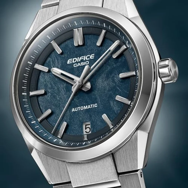 Casio EFK-100D-2AER Edifice Herrenuhr Automatik Stahl/Blau, mechanisches Uhrwerk, 40 Stunden Gangreserve, kratzfestes Saphirkristallglas, wasserdicht bis 10 bar – Bild 4