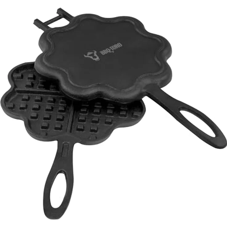 BBQ-Toro Gusseisen Waffeleisen, Herzform, mit 2 Stielen, Ø 15 cm, bereits eingebrannt, für knusprige Herzwaffeln, Grill und Outdoor geeignet – Bild 3