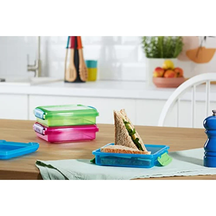 Sistema 41647 Lunch Sandwich Box mit kontrastierendem Clips, 450 ml, 3 Stück , farblich sortiert – Bild 2