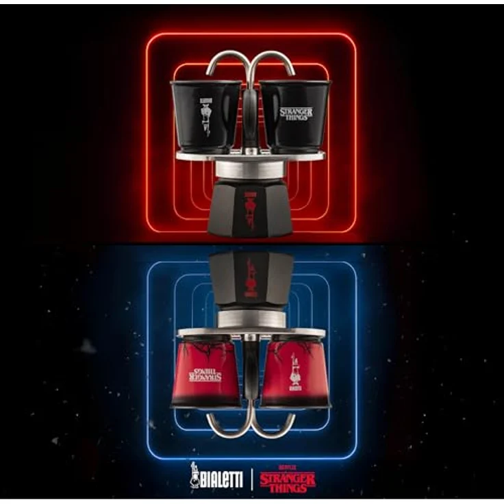 Bialetti Espressokanne Stranger Things, Espressokocher mit 2 Tassen, rot/schwarz, für Elektro- und Gasherde, 2 Tassen容量 – Bild 4