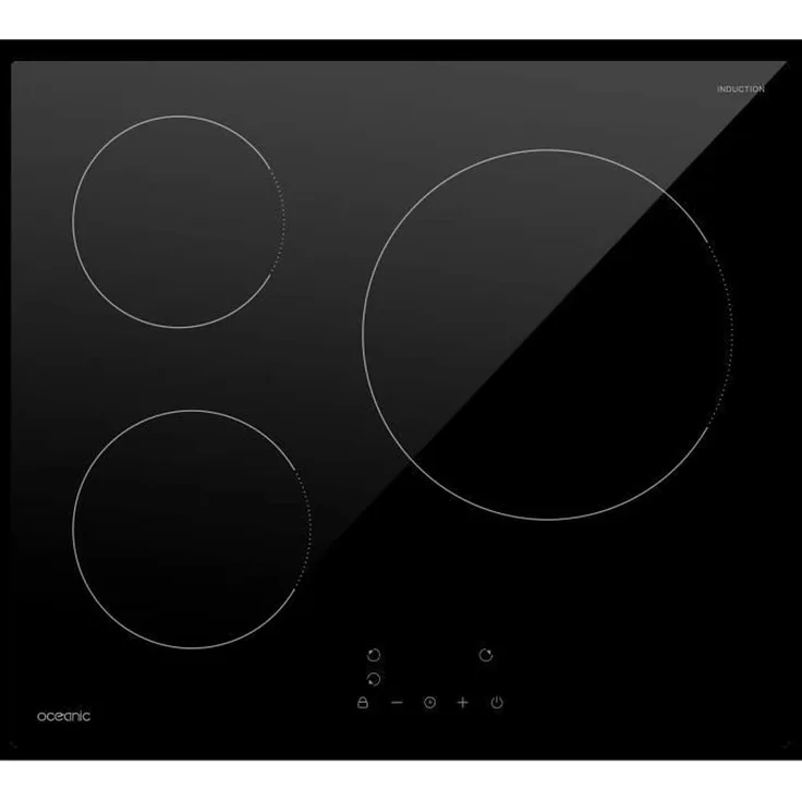 OCEANIC Induktionskochfeld OCEATI3Z7B, 3 Brenner, schwarz, L60 x T52 cm, EU-Stecker