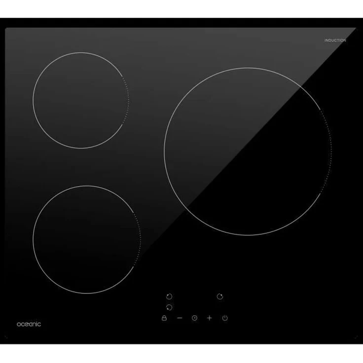 OCEANIC Induktionskochfeld OCEATI3Z7B, 3 Brenner, schwarz, L60 x T52 cm, EU-Stecker