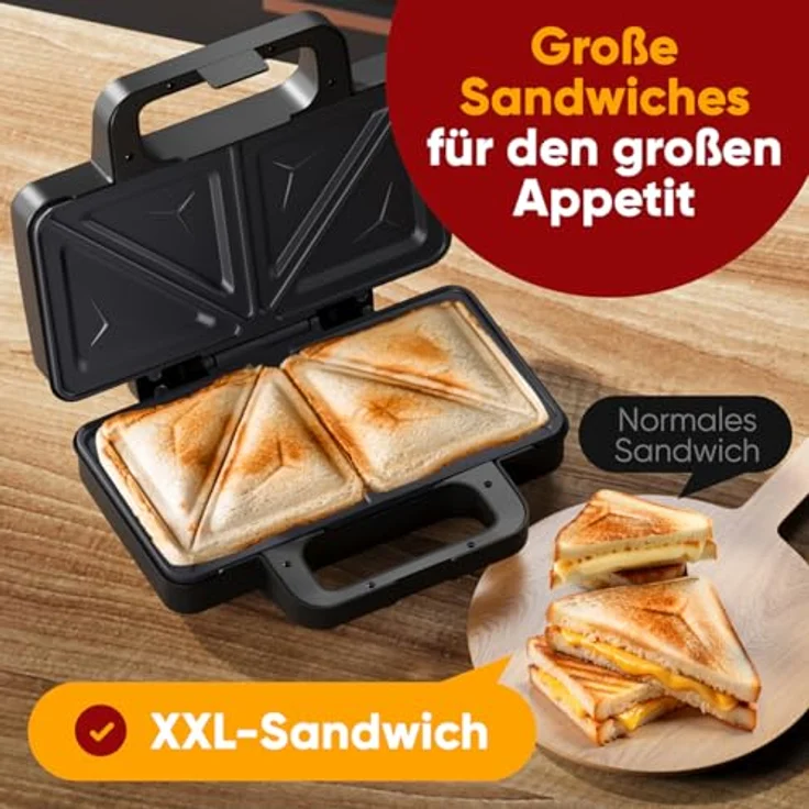 ProfiCook Sandwichmaker PC-ST 1315, große Sandwichplatten für XXL-Toasts, 900W, Edelstahl mit Antihaftbeschichtung – Bild 5