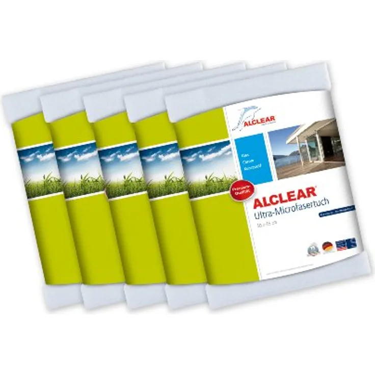 PREISVORTEIL! 5er Set ALCLEAR Ultra-Microfaser Fenstertücher Scheibentuch 40x45 cm weiß (bekannt als "Das Wundertuch") Glastuch Kristalltuch Gläserpoliertuch Gläsertuch Tuch, statt Glasreiniger Fensterreiniger Scheibenreiniger Fensterleder