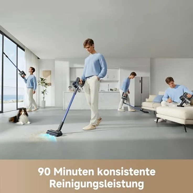 Dreame Mova S4 Detect Kabelloser Stielstaubsauger mit leistungsstarker Saugkraft von 150 AW, maximaler Laufzeit von 90 Minuten, blau – Bild 4