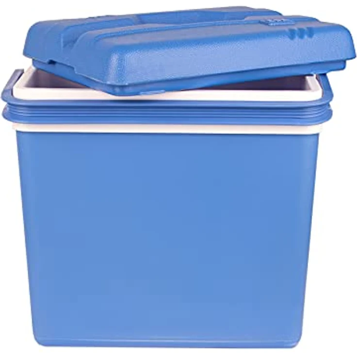 Passive Kühlbox 24 Liter, inkl. 6 Kühlakkus, bis zu 11 Std. Kühlung, Thermobox aus Kunststoff, blau, weiß – Bild 4