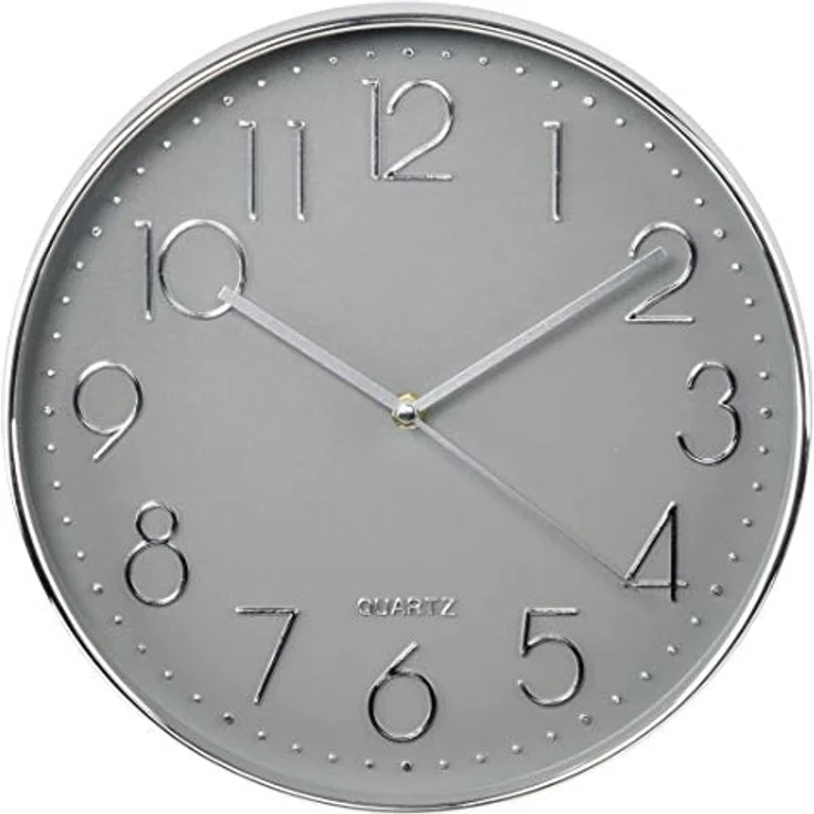 Hama Wanduhr ohne Tickgeräusche (große Wohnzimmeruhr mit 30 cm Durchmesser, analoge Küchenuhr mit schleichendem Sekundenzeiger, modernes Design) silber-grau – Bild 2