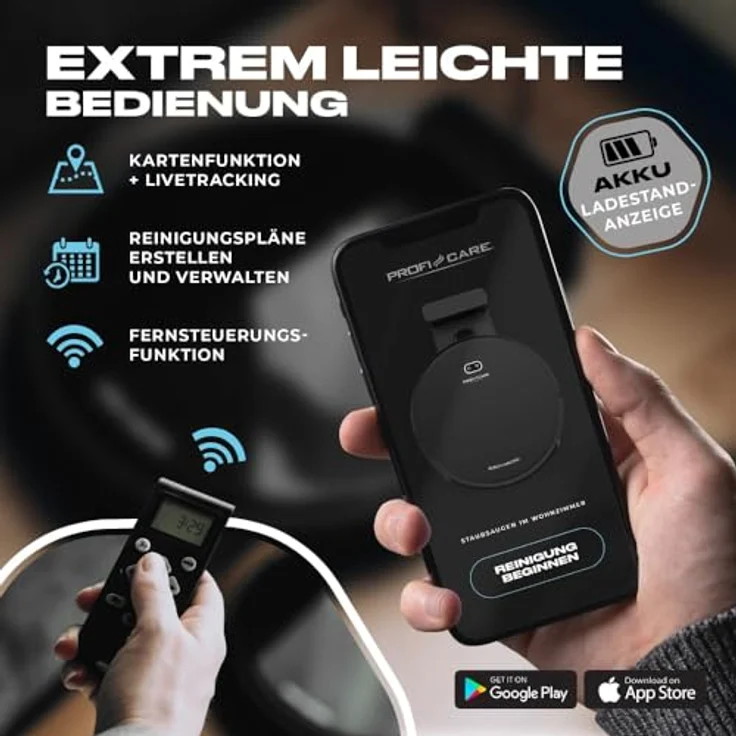 ProfiCare Saugroboter mit Wischfunktion | reinigt selbstständig alle Räume | Staubsauger Roboter mit App-Steuerung für Hartboden & Teppiche | Wischroboter für 2in1 Wischen & Staubsaugen | PC-BSR 3108 – Bild 4