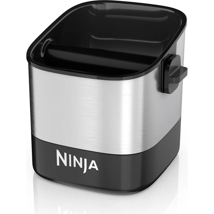 Ninja XSKKNCKBXEUK Kaffeemaschinen Knock Box, hygienischer Kaffeepuck-Behälter, Silber und Schwarz