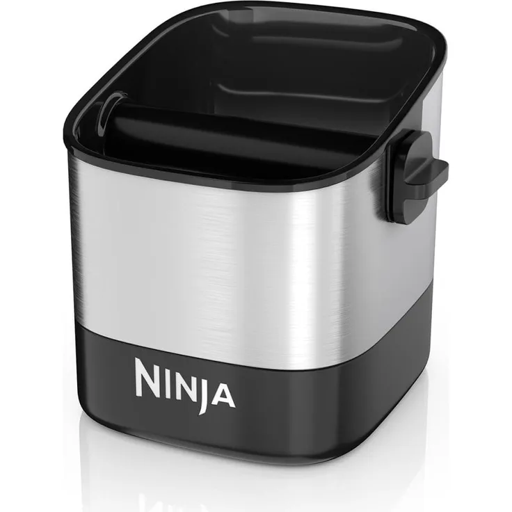 Ninja XSKKNCKBXEUK Kaffeemaschinen Knock Box, hygienischer Kaffeepuck-Behälter, Silber und Schwarz