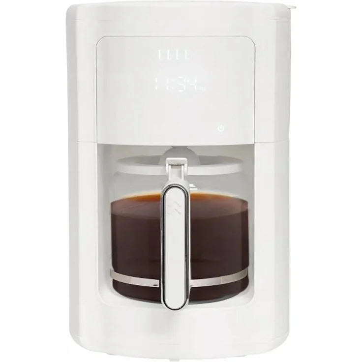 Elle 1,8-Liter-Filterkaffeemaschine, weiße Maschine mit Warmhaltefunktion und anpassbarer Kaffeestärke