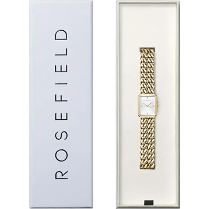 Rosefield Studio Double Chain Gold, Armbanduhr mit Weißem Zifferblatt, 19.5 x 24 mm Goldgehäuse, Wasserdicht bis 3 ATM, Edelstahl – Bild 4